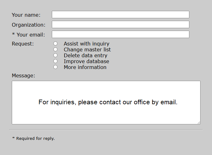 For inquiries, please contact our office by email.